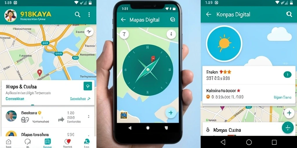 Antarmuka aplikasi Kompas Digital 918KAYA yang sederhana dan efektif.