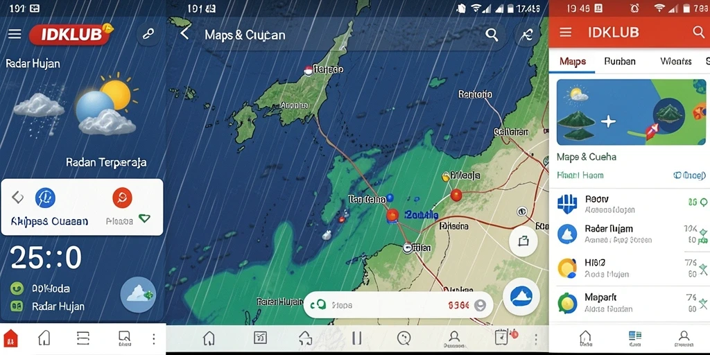 Tampilan antarmuka aplikasi IDKLUB menampilkan radar hujan yang akurat.