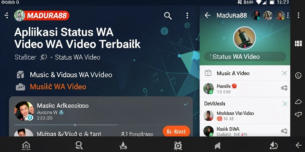 Antarmuka MADURA88 dengan koleksi Status WA Video yang menarik.