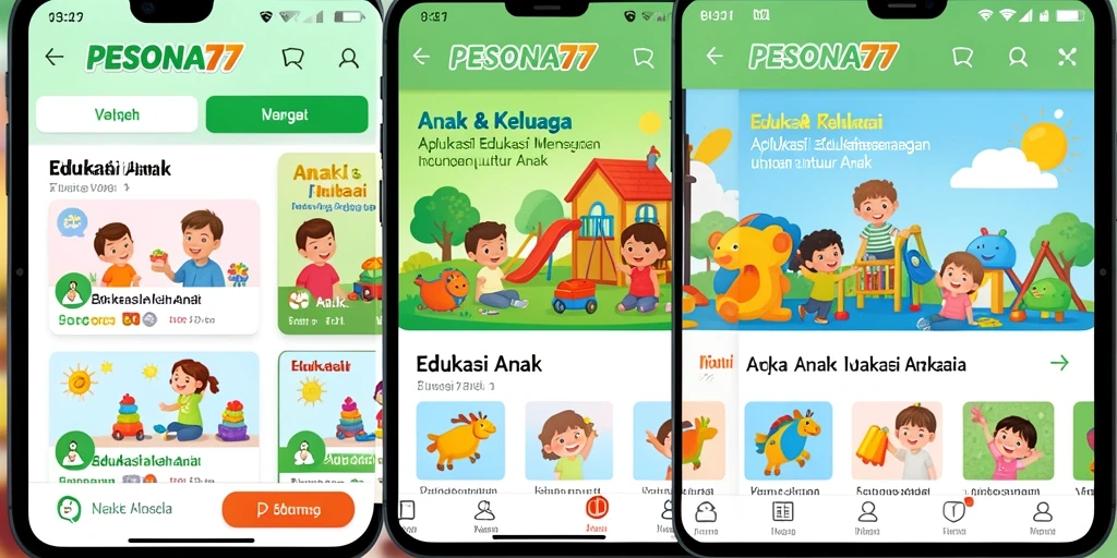 Antarmuka PESONA77 yang ramah anak, menyenangkan dan edukatif.