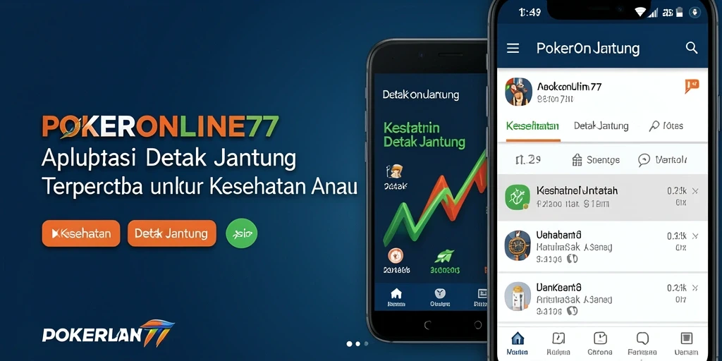 Tampilan antarmuka aplikasi POKERONLINE77 untuk pemantauan detak jantung.