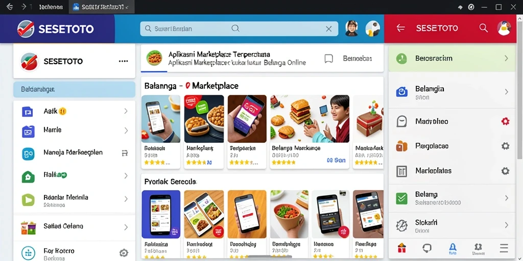 Antarmuka SESETOTO yang menarik dan fungsional untuk belanja online.