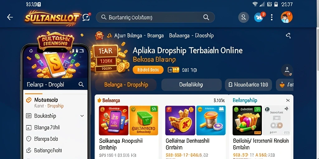 Tampilan antarmuka SULTANSLOT dengan berbagai produk dropship.