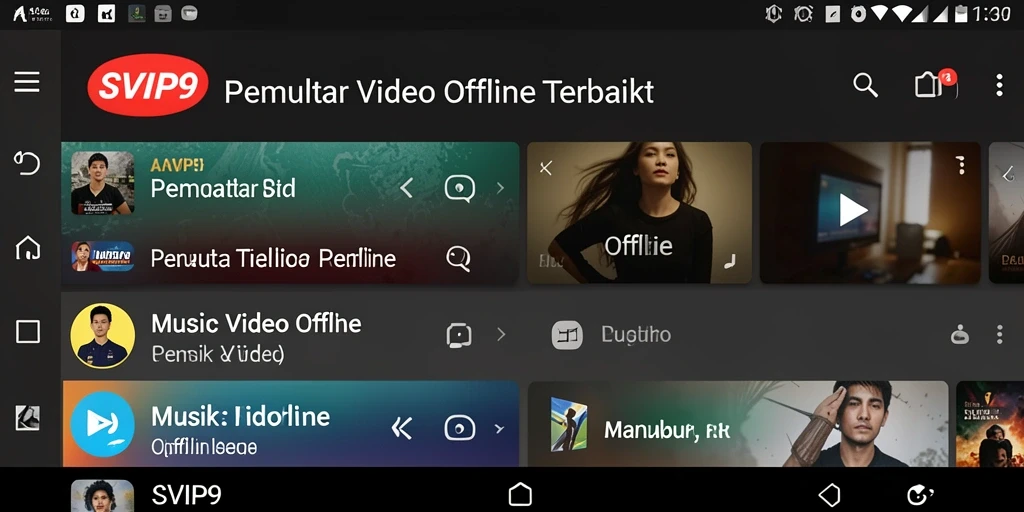Antarmuka SVIP9 yang sederhana dan intuitif untuk pemutar video offline.