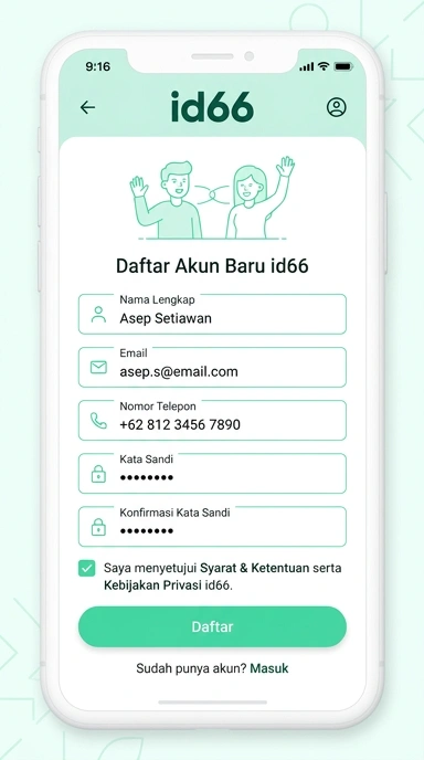 Panduan Registrasi Akun Baru id66 untuk Pengguna Android
